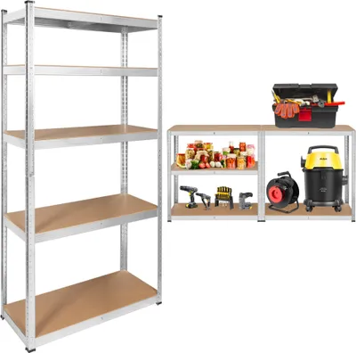 Zdjęcie produktu dla Regał metalowy magazynowy 2w1 5 półek garażowy 180x90x40cm 750kg Rebel