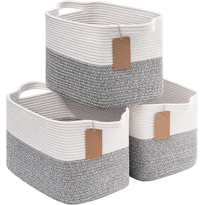 Productafbeelding van Gevlochten opbergmanden - Set van 3 decoratieve manden voor organisatie