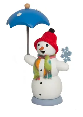 Produktbild von Drechslerei Kuhnert - Räucherfigur - Schneefrau mit Schirm - Größe ca. 13cm - für Räucherkerzen Größe M (Standard)