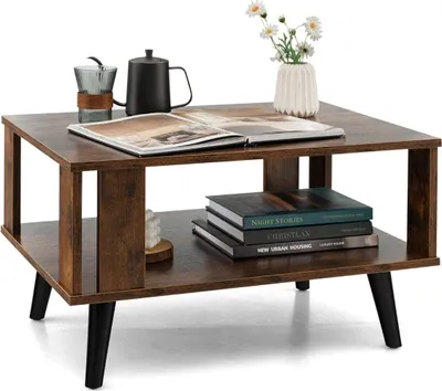 Produktbild von Couchtisch für Kleine Räume 2-Stufiger Kaffeetisch aus Holz 70 x 50 x 41 cm
