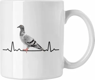Produktbild von Trendation - Taubenzüchter Herzschlag Geschenk Zaubenzucht Zubehör Tauben Tasse Lustiger Spruch Taubenflüsterer Taubenliebhaber Becher (Weiß)