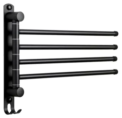 Produktbild von Edelstahl Handtuchhalter Bad Schwenkbar 4 armig Handtuchstange Wandmontage 34CM Handtuchhaltern Gebürstet für Küche, WC, Garderobe und Bad,Schwarz