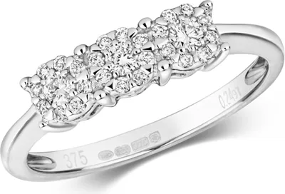 Produktbild von Funkelndes Feuer 9 Karat (375) Weißgold Trilogie Damen - Diamant Ring Brillant-Schliff 0.24 Karat G - I1 I2, 54 (17.2); TRS316929KWRSN