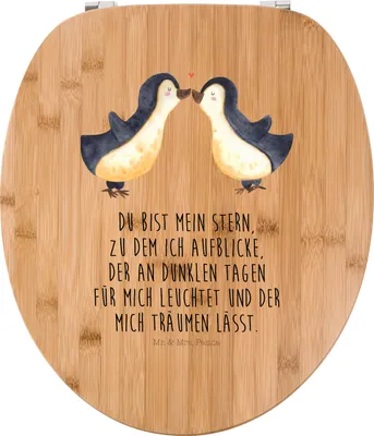 Produktbild von Mr. & Mrs. Panda Klo-Deckel Pinguin Liebe - Transparent - Geschenk, Toilettendeckel, klo deckel, Klodeckel, Klobrille, Hocheitstag, WC-Sitz, Hochzeit, Liebesspruch