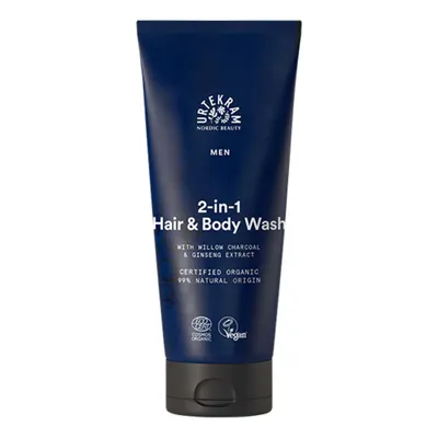 Produktbild von URTEKRAM 2-in-1 Haar- und Krpershampoo fr Mnner mit Weidenkohle und Ginseng