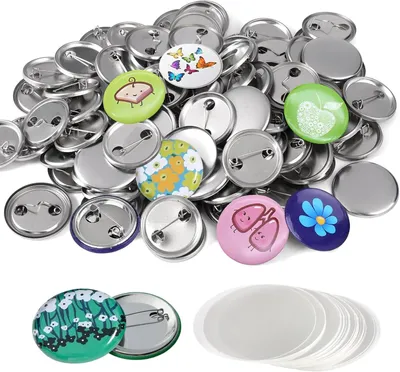 Imagen del producto de Botones metálicos en blanco, 32 mm, paquete de 100 unidades, para la fabricación de botones tipo insignia