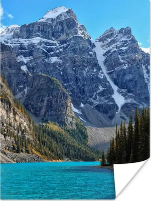 Produktbild von MuchoWow® Poster Berge hinter dem Moraine Lake in Kanada 120x160 cm - Wandbilder