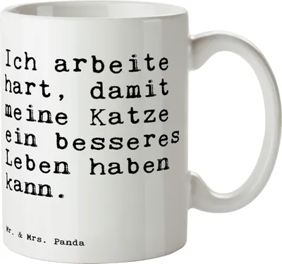 Produktbild von Mr. & Mrs. Panda Kaffeetasse Ich arbeite hart, damit... - Weiß - Geschenk, lustig, Spruch, Tier, witzig, Frauchen, schöne tasse, Arbeit, Sprüche, Teetasse, Kaffeebecher