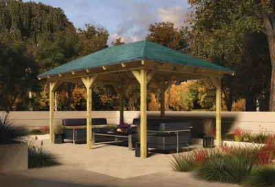 Produktbild von Pavillon Holz Gartenpavillon Gartenlaube Perida kesseldruckimprägniert 289x429x296 cm