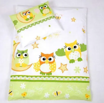 Produktbild von BABYLUX 2 tlg. Set Bezug für Kinderwagen Bettwäsche  60x78cm 55. Eule Grün