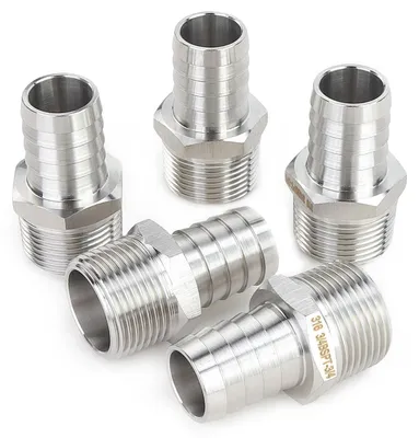 Steckkupplung Edelstahl 316, 3/4" BSPT x 19 mm, 5 Stück