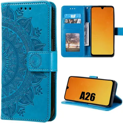 Image de Coque pour Samsung Galaxy A26 5G, Flip Case Cuir Synthétique Antichoc Anti-Rayures Motif Exotique Bleu