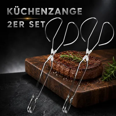 Produktbild von Grillzange 2er Set Servierzange Grill Zange Bratwurstzange Grillen BBQ Rostfrei