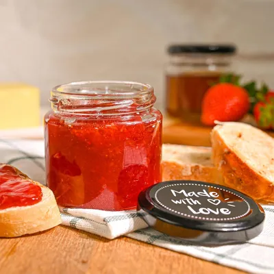 Obrázok produktu pre 25 malých pohárov na džem 125 ml Vzduchotesné Poháre na džem možno umývať v umývačke riadu - S etiketami a perom - Ideálne na darovanie pohárov na zaváranie s viečkami