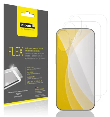 Produktbild von dipos FLEX 2x Rückseite Schutzfolie klar für Apple iPhone 17