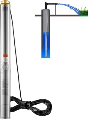 Obrázok produktu pre VEVOR ponorné čerpadlo do hlbokých studní, 1100 W, 230 V, 50 Hz, max. prietok 7,1 m³/h, max. výtlačná výška 105 m s 19,4 m napájacím káblom, vodné čerpadlá z nehrdzavejúcej ocele, trieda ochrany IP68