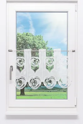 Produktbild von Scheibengardine Plauener Spitze - Circles (Bx H) 96cm * 42cm weiß