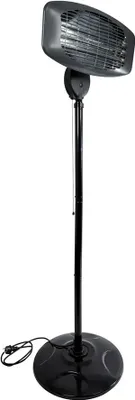 A black infrared stand heater on a white background.