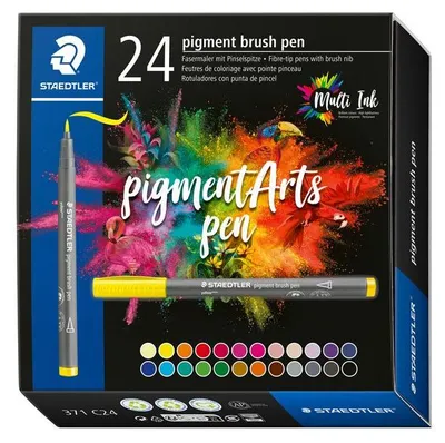Produktbild von Staedtler - Brushpen PigmentArts Set mit 24 Farben | 3 Stück