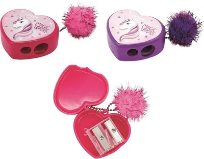 Produktbild von Stylex Kunststoff Doppel Dosenspitzer Herzform mit Pompon lila