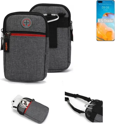 Produktbild von K-S-Trade Holster Gürteltasche kompatibel mit Huawei P40 Pro+ Handy Tasche Schutz Hülle grau Zusatzfächer 1x
