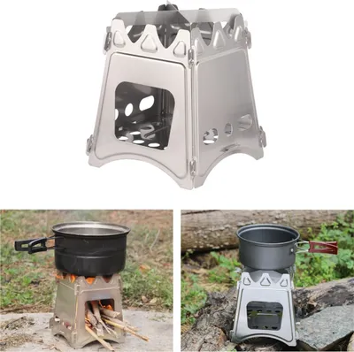 Produktbild von Outdoor Holz Campingkocher Leichter Holzofen Faltbarer Kocher Picknick Grill Notkocher BBQ