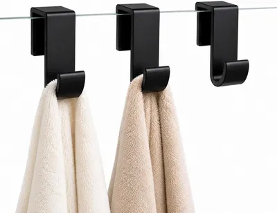 Produktbild von HASIMO Duschhaken für Glaswand ohne Bohren – 3er Set, Handtuchhalter Duschwand, Haken für Duschwand ohne Bohren, Schwarz