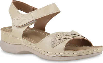 Produktbild von VAN HILL Damen Komfort Sandalen Bequeme Keilabsatz Schuhe 841647, Farbe: Beige, Größe: 40