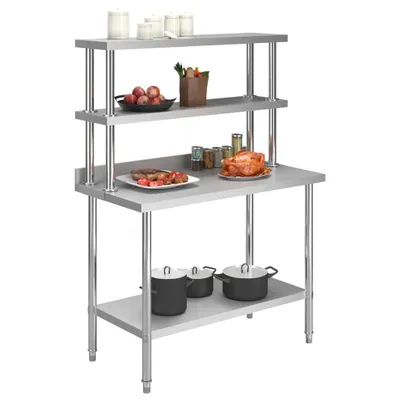 Produktbild von vidaXL Küchen-Arbeitstisch mit Aufsatzboard 120×60×93 cm Edelstahl