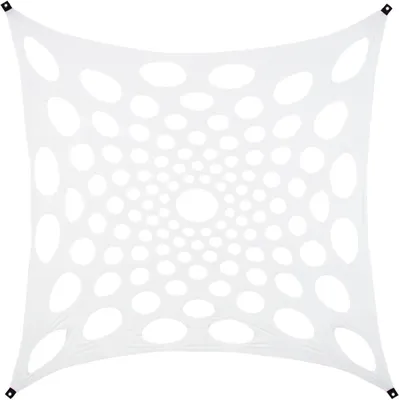 Produktbild von PSYWORK Schwarzlicht Segel Elasthan "Mandala Dots II" Weiß, 3x3m