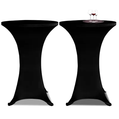 Produktbild von Tischhussen für Stehtische 2er Set AMAU Stretchhusse Ø80 cm schwarz | Hussen elastisch Stehtischhusse Stehtisch-Abdeckung