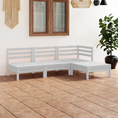 Produktbild von The Living Store 4-tlg. Garten-Lounge-Set Massivholz Kiefer Weiß