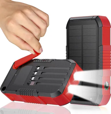 Produktbild von 63800mAh Solar Powerbank Handkurbel Ladegerät, 22,5W Fast Charge, 6 Geräte gleichzeitig, LED Notlicht, Kompass für Camping Outdoor