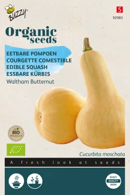 Productafbeelding van Eetbare pompoen, Waltham Butternut | Biologische Butternutpompoenzaad van Buzzy Seeds [Te gebruiken tot 07/2024]