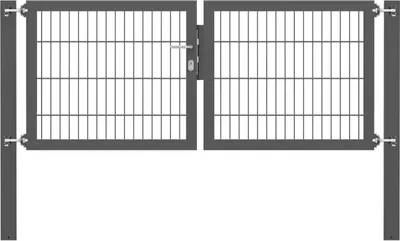 Produktbild von Alberts Doppeltor Flexo Plus mit Zubehör, zum Einbetonieren, anthrazit, Breite 200 cm, Höhe 80 cm, Pfostenstärke 100 x 100 mm