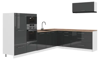 Immagine prodotto di Cucina angolare completa Vicco Fame-Line Antracite lucido/Bianco 327 x 227 cm, PL Marmo, Model 64418