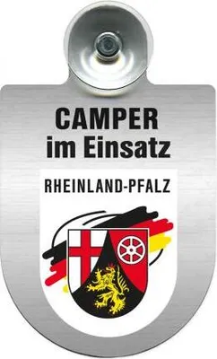 Produktbild von Einsatzschild Windschutzscheibe incl. Saugnapf - Camper im Einsatz - 309764 - incl. Regionen nach Wahl Color - Region Rheinland-Pfalz
