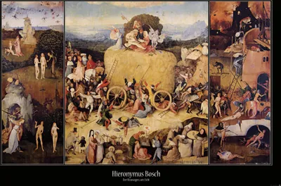 Produktbild von Hieronymus Bosch Kunstdruck Bild - Der Heuwagen, 1516 (80 x 120 cm)