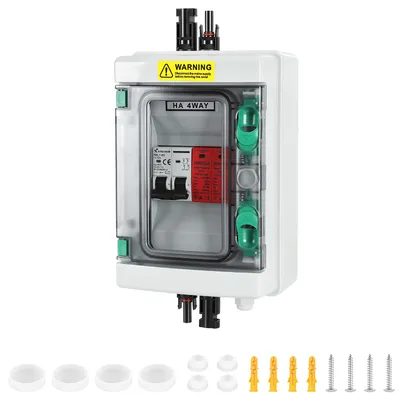 Produktbild von Solar Anschlusskasten DC 1-String Überspannungsschutz PV 1000V 32A Photovoltaik IP65 Generatoranschlusskasten 4-Module Solarstecker PV-Anlage