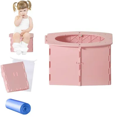 Image de Inovra - Pot de toilette pliable pour enfants, pot de voyage pliable, toilette portable pliable pour enfants, petit pot de toilette pour bébés, idéal pour les voyages, toilette pour bébé (rose)
