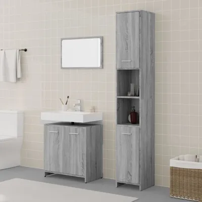 Image de Maison Exclusive - Ensemble de meubles de salle de bain 3 pièces gris Sonoma en bois composite