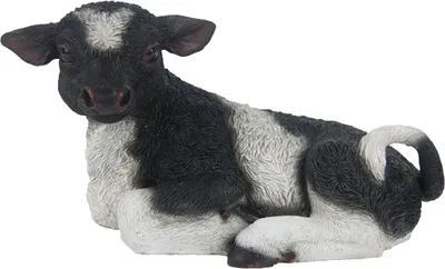 Produktbild von Esschert Design Kalb liegend Schwarz & Weiß - Polyresin