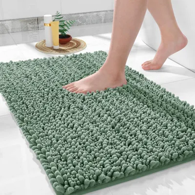 Image de Tapis de bain antidérapant, doux, lavable en machine, en microfibre, absorbant, 51 x 81 cm, vert