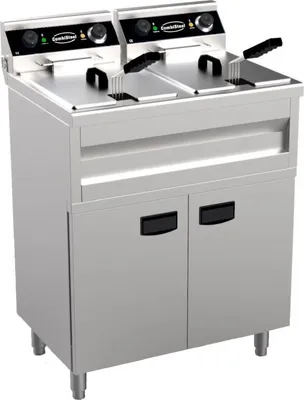 Obrázek produktu pro Profesionální fritéza s objemem 2 x 9 litrů - nerezová ocel, s vypouštěcím kohoutem, 230 V