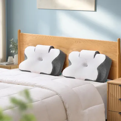 Produktbild von Kopfkissen, ergonomisch, Nackenkissen, höhenverstellbar, Memory Foam für Seitenschläfer, Rückenschläfer & Bauchschläfer