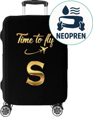 Produktbild von Personalisierte Kofferhülle 18-22 Zoll, Reise-Koffer Hülle Abdeckung, elastisch, waschbar, Kofferschutzhülle, Kofferbezug, Klein S (H45-55 W34-39 D20-25 cm) A-Z Time to fly [083]