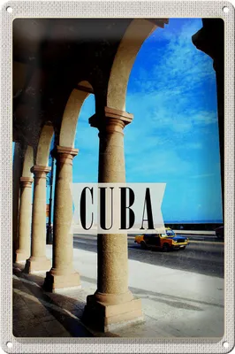 Produktbild von Blechschild Reise 20x30cm  Cuba Karibik  Straße Auto Gemälde