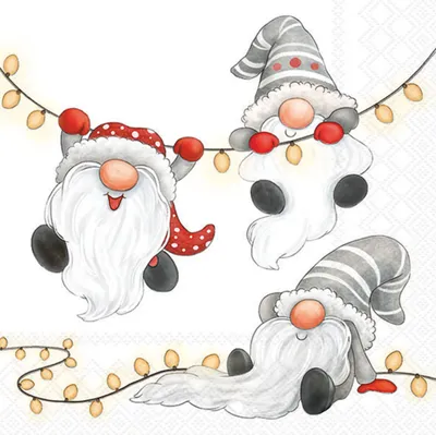 Produktbild von Servietten Papier 33x33cm 3-lagig mit Weihnachtswichtel Motiv 20 Stk.