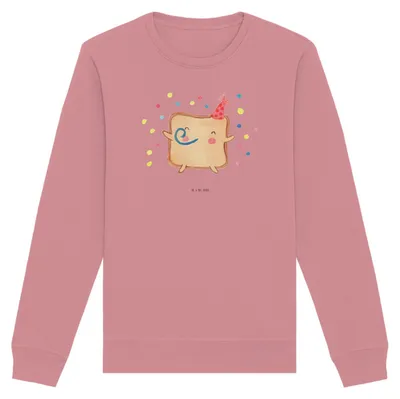 Produktbild von Mr. & Mrs. Panda Organic Pullover Toast Party Größe XXL - Canyon Pink - Geschenk, Sweater, Sweatshirt, für Frauen, Pulli, Hochzeitstag, Rundhals, Bio-Pullover, Partner