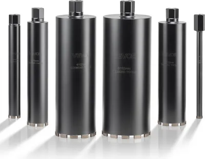 Produktbild von VEVOR Kernbohrer Bohrkrone 6-tlg. φ 25,4 / 50,8 / 76,2 / 101,6 / 127,0 / 152,4 mm, 356 mm Bohrtiefe, 1-1/4 Zoll-7 Innengewinde, Nass-Diamantkernbohrer Kernlochbohrer für Stahlbeton Ziegel Mauerwerk